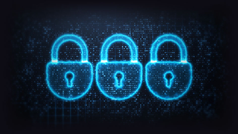 Digital padlocks representing cyber security