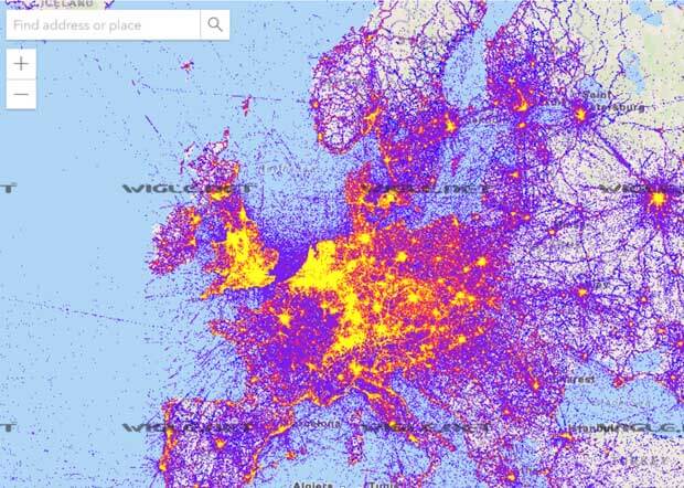 WiFi Access Point Map of Europe
